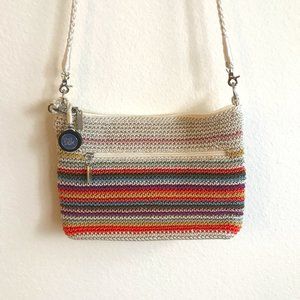 The Sak Crochet Crossbody Rainbow Striped Crossbody Vegan Recycled Bag